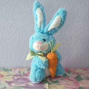 Blue Stuffed Bunny with Carrot